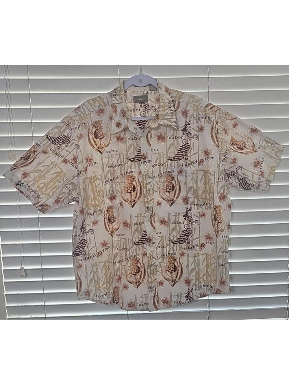 Natural Issue Shirt Men's XL Tan Wrinkle Free Hawaiian Button Up
